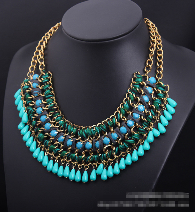 Fashion multilayer water drop necklace women choke...