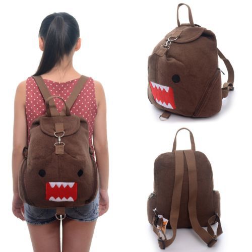  Unique Lovely Brown DOMO Plush Girls Schoolbag Round Backpack 16*10\'\' New Free Shipping #LN