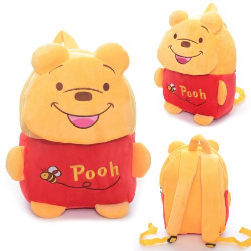  Cute 3D Yellow Winnie Plush Backpack Soft 13*10\'\' Shoulder Bag for kindergarten girls and boys Free Shipping #LN