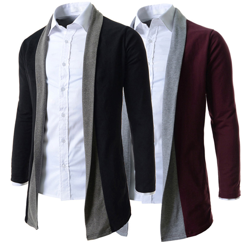 2015 New Men\'s Sweaters Single Breasted Patchwork ...
