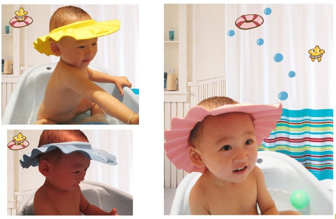 KAWAI! Adjustable Shampoo Bath Shower 4CM Cap Hat Wash Hair Shield For Kids Baby New Arrival
