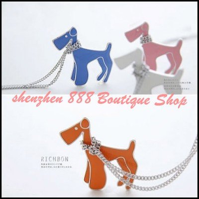 Wholesale Chain Jewelry on Shipping Wholesale Fashion Jewelry Cute Candy Colored Dog Necklace